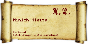 Minich Mietta névjegykártya
